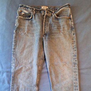 Agolde Riley High-Rise Straight Cropped Jeans Emulsion Wash Size 30